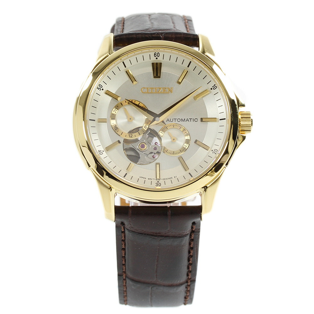 CITIZEN シチズン NP1013-02P 機械式 自動巻き オープンハート サファイアガラス レザーベルト アナログ メンズ 腕時計 プレゼント ギフト 1年保証 送料無料