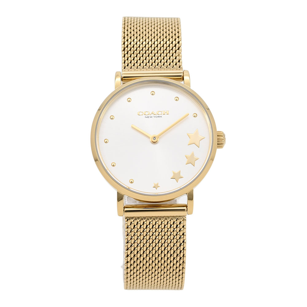 COACH コーチ PERRY ペリー 腕時計 時計 レディース クオーツ 2針 メタル メッシュ ゴールド ホワイト スター 星 14503521 プレゼント ギフト 1年保証 送料無料