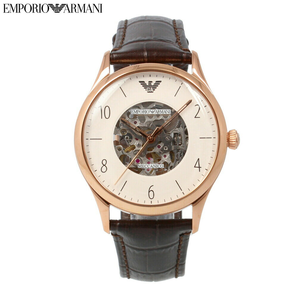 楽天市場 Emporio Armani エンポリオアルマーニ Ar19 Meccanico メカニコ 腕時計 メンズ スケルトン 機械式 自動巻き オートマチック ホワイト ローズゴールド レザー あす楽対応 東海 時計倉庫tokia