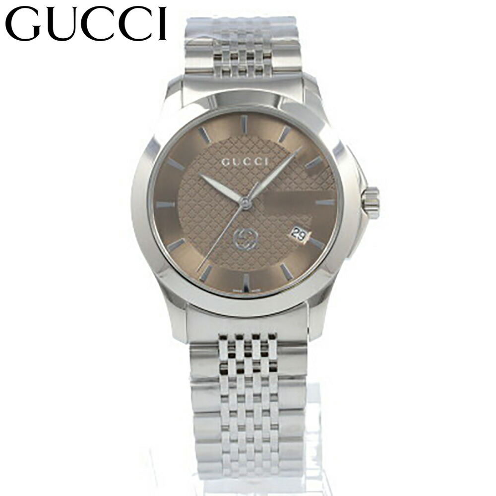 GUCCI / グッチ G-TIMELESS Gタイムレス YA1264107 I 腕時計 メンズ 38mm ブラウンダイヤル シルバー ステンレスベルト