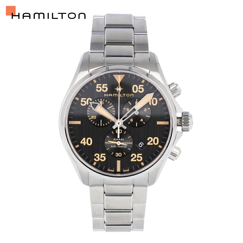 HAMILTON ハミルトン カーキ アビエーション KHAKI PILOT CHRONO QUARTZ カーキ パイロット 腕時計 時計 メンズ クオーツ アナログ クロノグラフ ステンレス メタル シルバー ブラック H76722131 プレゼント ギフト 1年保証 送料無料