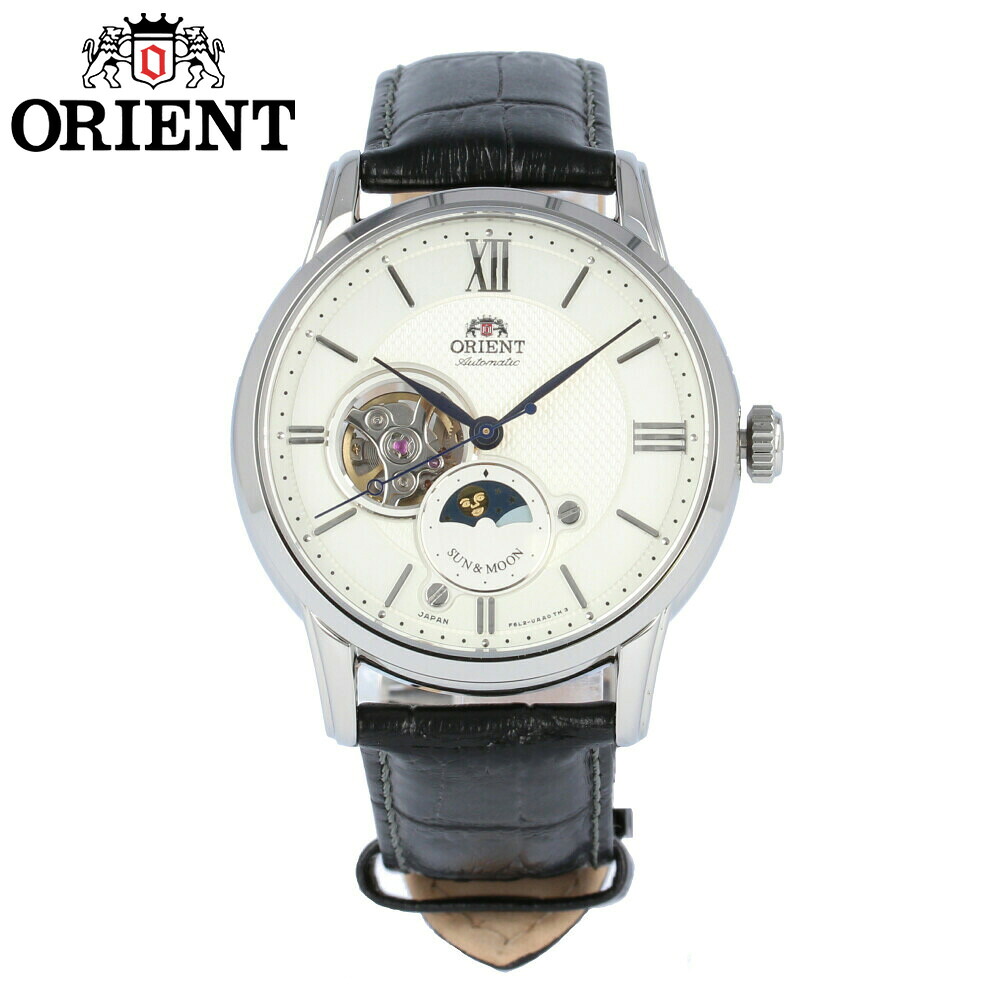 ORIENT / オリエント RN-AS0003S CLASSIC クラシック SUN&MOON サン ムーン 腕時計 メンズ 自動巻き レザー ブラック シルバー シースルーバック