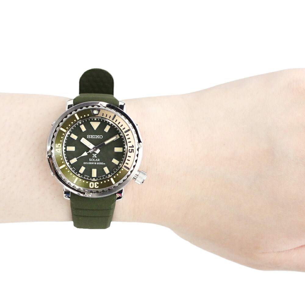 PROSPEXプロスペックスSEIKOセイコーMiniTunaミニツナ腕時計時計ユニセックスメンズレディース防水ソーラーDIVER'S200mダイバーズ200m200潜水アナログステンレスシリコンカーキグリーンシルバーSUT405Pプレゼントギフト1年保証送料無料