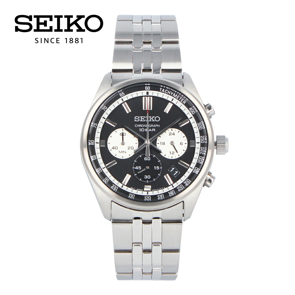SEIKO セイコー CHRONOGRAPH腕時計 時計 メンズ 防水 クオーツ アナログ クロノグラフ ステンレス メタル シルバー ブラック ホワイト SSB429Pプレゼント ギフト 1年保証 送料無料｜時計倉庫TOKIA