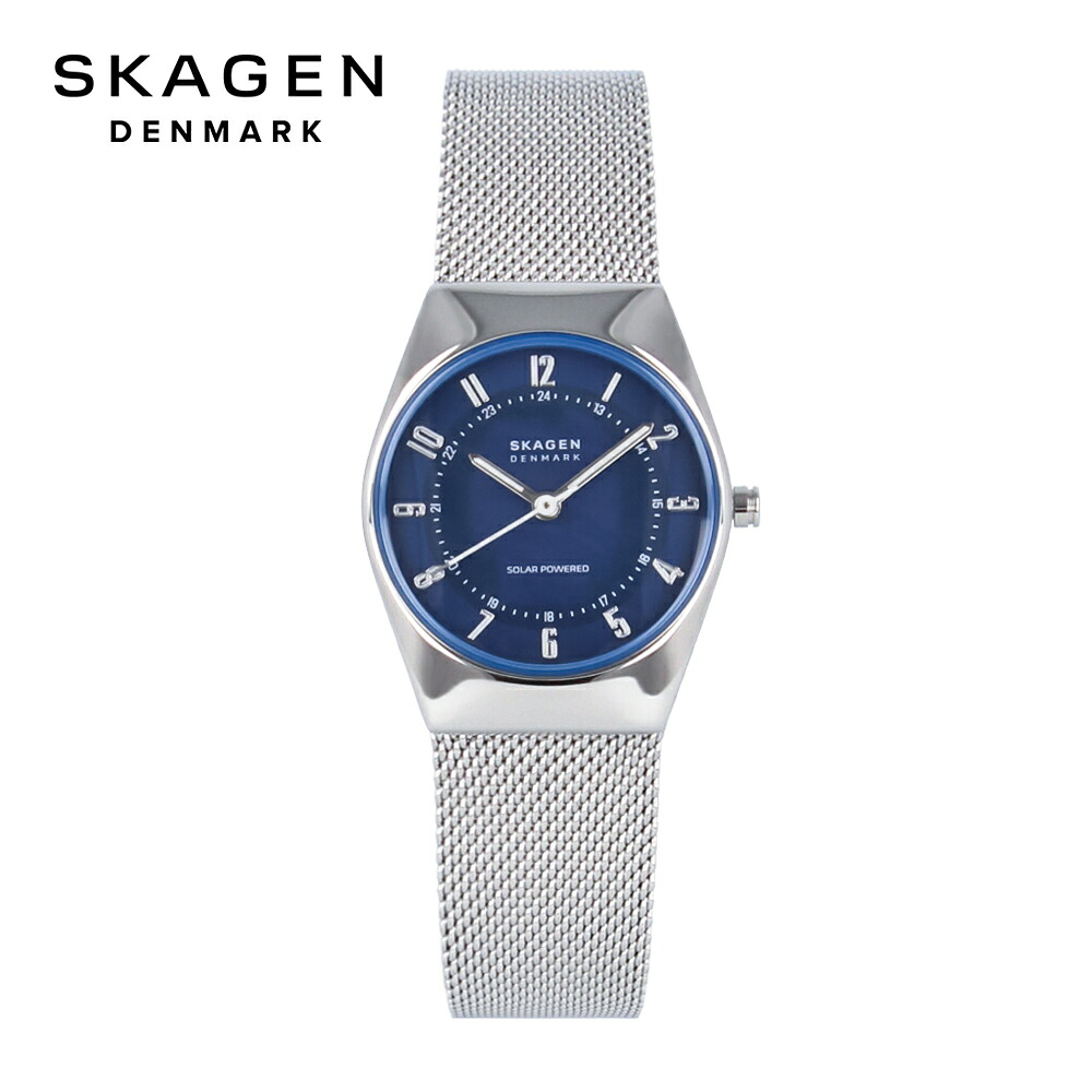 SKAGEN スカーゲン GRENEN LILLE腕時計 時計 レディース ソーラー アナログ 3針 ステンレス メッシュ シルバー ネイビー SKW3080プレゼント ギフト 1年保証 送料無料｜時計倉庫TOKIA