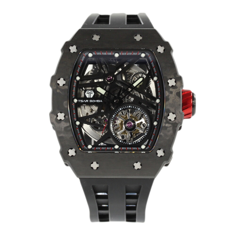 TSAR BOMBA TB8209CF Black C Fiber メンズ エレメンタル ELEMENTAL オートマチック 機械式 スケルトン 腕時計 プレゼント ギフト 1年保証 送料無料