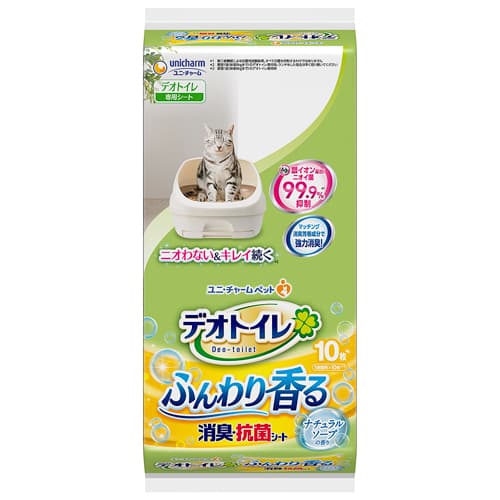 ユニ・チャーム デオトイレ ふんわり香る消臭・抗菌シート ナチュラルソープの香り (猫用ペットシーツ) 10枚