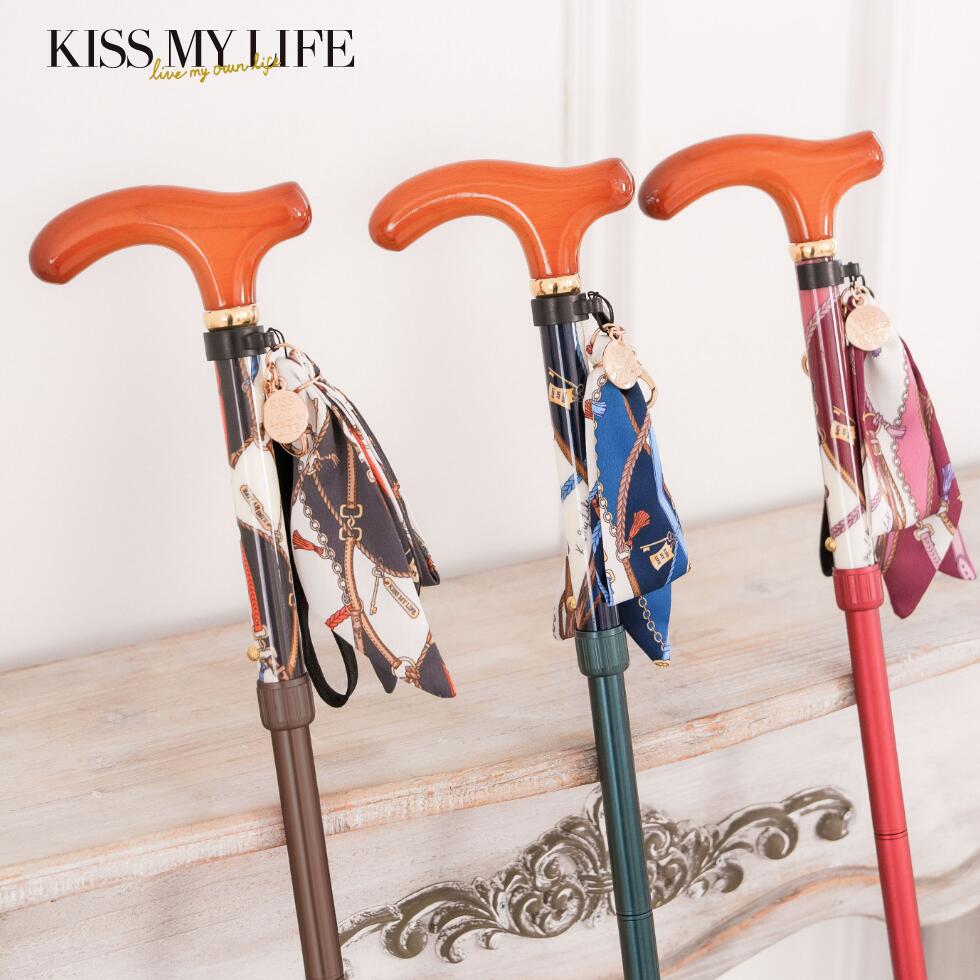 杖 折りたたみ 今めかしい 軽さ 亭主もち 突っ支い棒 KISS MY LIFE 今めかしい レディース 愛くるしい SG見澄ます 伸縮 介護 生まれ落ちる日 貨物輸送無料 ラッピング無料 Bonbon突っ支い棒 チェーン店柄 Le charme（ル・シャルム）