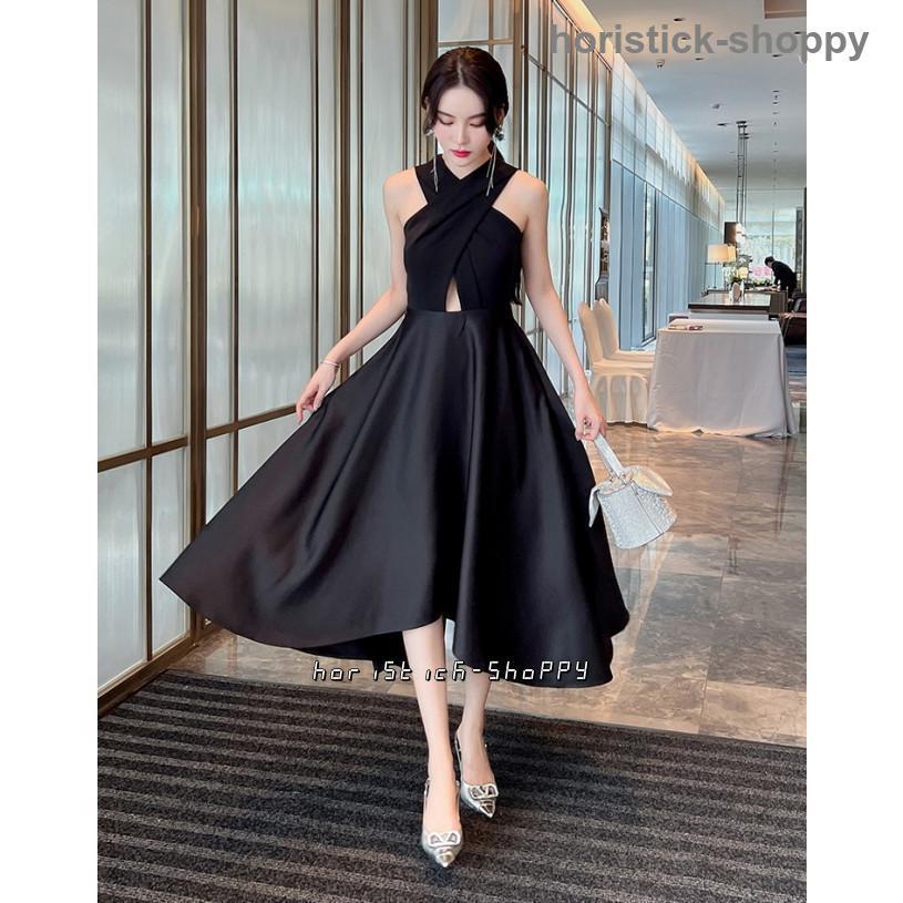 【Sサイズ】サテンフリル ホルターネック黒ロング 結婚式パーティー yl24122asuka624_290.jpg