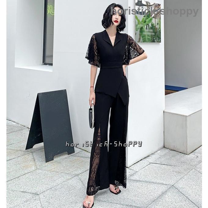 パンツドレス ジャンプスーツ 韓国 DRESS+ パンツドレス ジャンプスーツ ポケット付き 結婚式