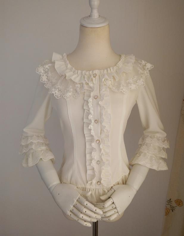 楽天市場】Lolita系 ロリータ ブラウス シャツ 長袖 トップス ホワイト