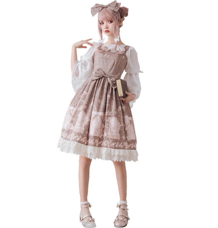 S レディース M L Xl トップス 森系 Lolita系 ロリータ ワンピース ワンピース 吊りスカート Lolita系 ワンピース ロリータ トップス 萌え レディース ゴスロリ ロリータファッション 変装 トップス 吊りスカート Tokiwa３３