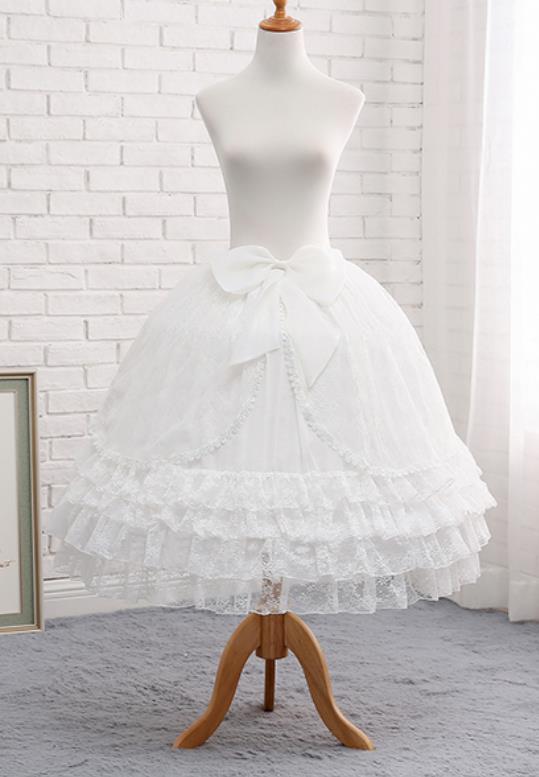 Lolita系　スカート　パニエ　ロリータ トップス 萌え レディース ゴスロリ ロリータファッション　変装　トップス　無地　ホワイト　ふわふわ　ブラック 78cm