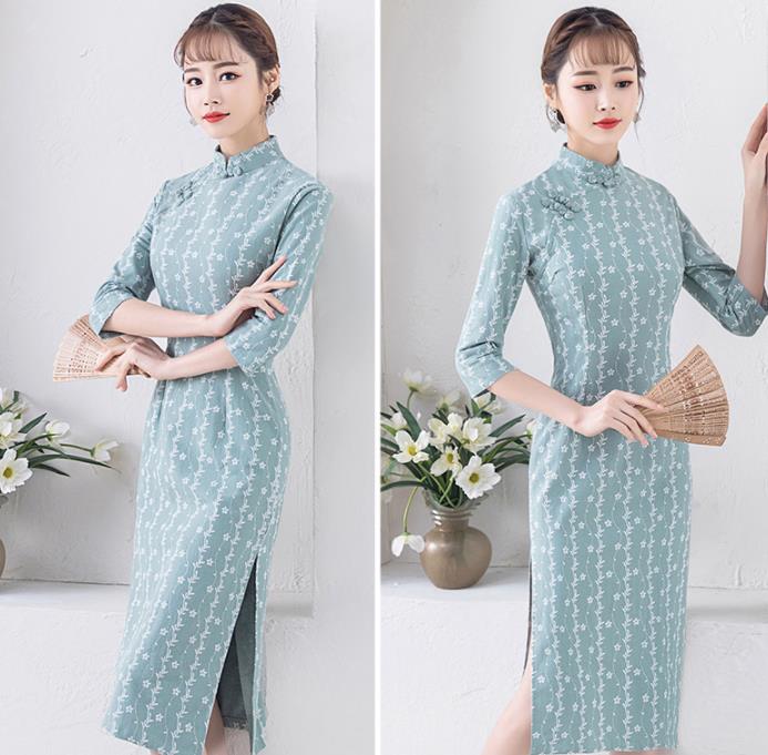 楽天市場 パーティードレス ワンピース 結婚式 安い チャイナドレス チュールワンピース レディース 民族風 ナチュラルエスニック 復古 スタンドカラー 写真撮影 パーティー 花柄 リネン Tokiwa33