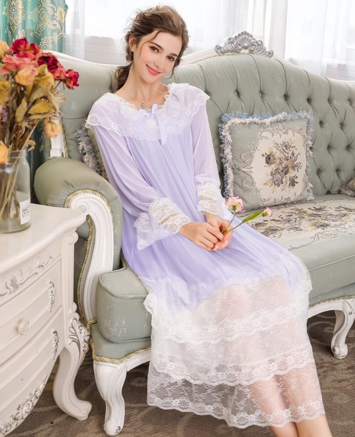 楽天市場 ルームウェア ワンピース 長袖 セクシー Vネック 韓国風 胸元 解禁シャツ オフショルダー 胸開 寝巻きネグリジェ 姫 宮廷 ロングスカート 膝丈 スカート パジャマ レース ナイトウェア 袖なし ノースリーブ 大きサイズ 春秋 Tokiwa３３