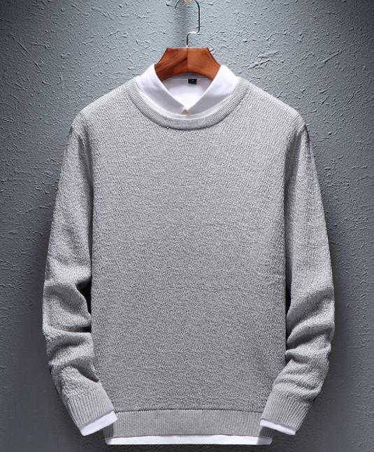 楽天市場 春秋 長袖 セーター フェイクインナー プルパーカー メンズ トップス Tシャツ カットソー メンズ プルオーバー メンズファッション ニット セーター 丸首 Tokiwa３３