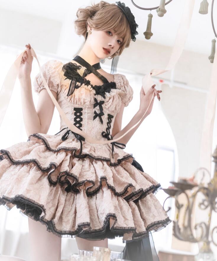 【うみ】ゴスロリ・ロリータドレス ピンクと黒　Ｓサイズ imgrc0103460854.jpg