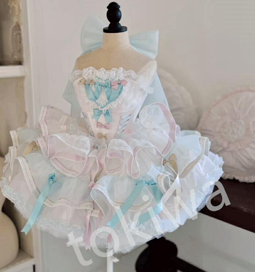 /新発/ふわふわ/Lolita系 //ハロウィン/衣装 jsk OP 日常 活動写真 一こま 化けの皮/ロリータ  トップス  萌え  ゴスロリ ロリータ流行り物  吊りスコート  花嫁御寮御召しもの ウェディングドレス あやつり人形御召しもの   バレー ティアードスカート 万聖節