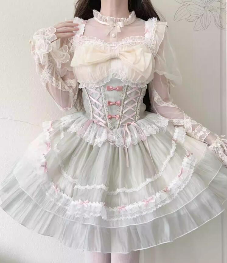 /新発//Lolita系 メイド服//　jsk　OP　日常　写真　舞台　変装/ロリータ トップス 萌え レディース ゴスロリ ロリータファッション　変装　トップス 吊りスカート ワンピース　花嫁洋服 ウエディングドレス｜Tokiwa３３
