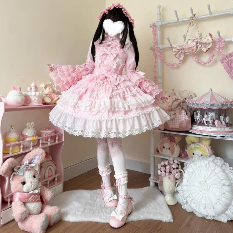 甘ロリ ジャンスカ ピンク ロリータ 楽天市場】ジャンパースカート ロリータワンピース フリル