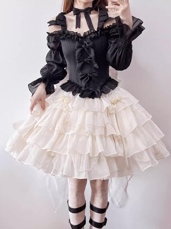 /新発/4点セット/Lolita系 / ゾンビちゃん/ハロウィン/ワンピース　jsk　OP　日常　写真　舞台　変装/ロリータ トップス 萌え ゴスロリ ロリータファッション　 吊りスカート 　花嫁洋服 ウエディングドレス　人形ドレス 　バレエ ティアードスカート　長袖　万聖節｜Tokiwa３３