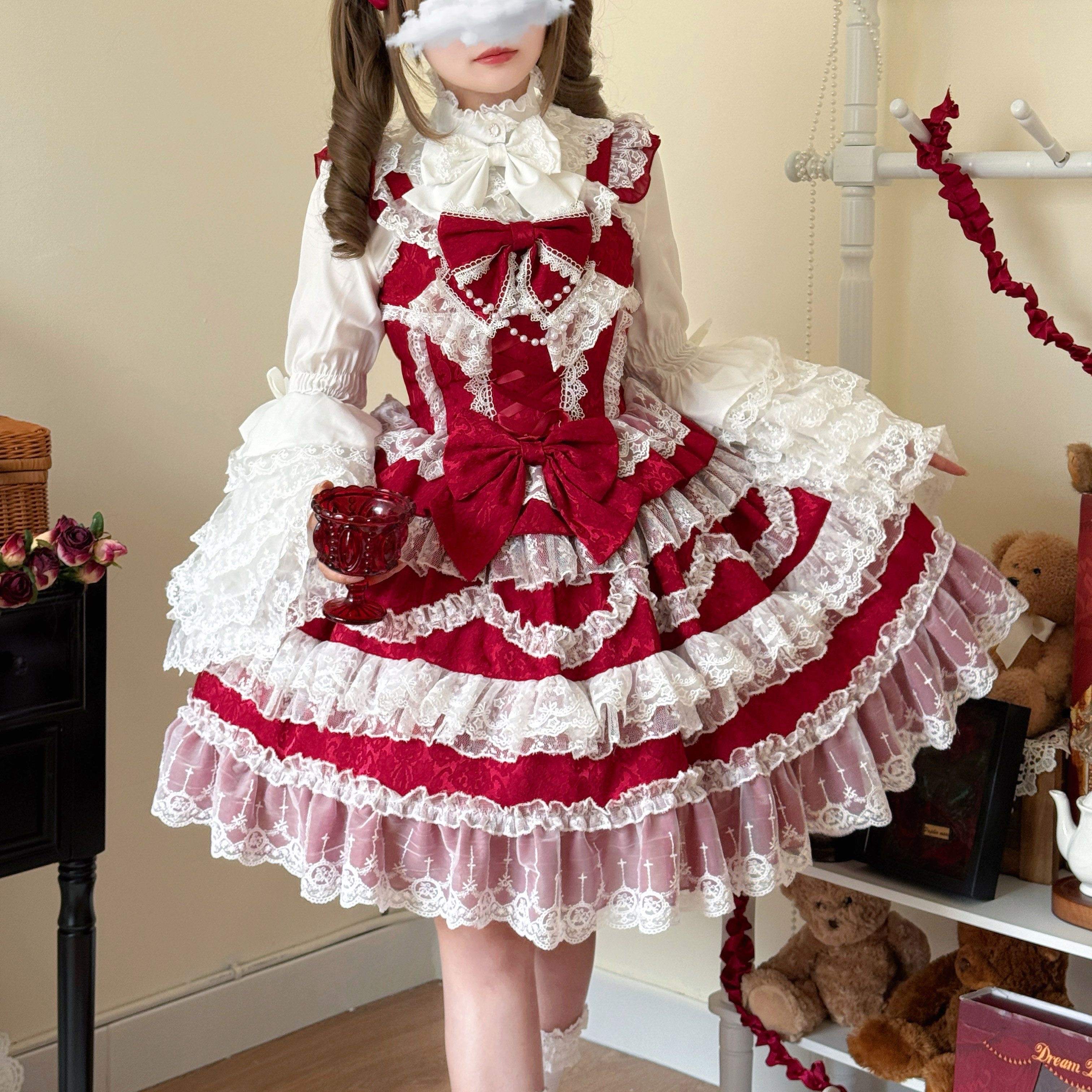 /新発/寸法押さえる/Lolita系 /宮庭御召しもの/衣裳 jsk OP 日常 活動写真 一こま 化けの皮/ロリータ  トップス  萌え  ゴスロリ ロリータ流行り物  吊りスコート  花嫁御寮御召しもの ウェディングドレス あやつり人形御召しもの  ハロウィン  バレー ティアードスカート ティアードスカート