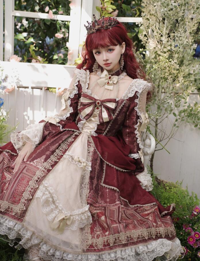 ロリータ　豪華　ウェディングドレス フルセット ワンピース 花嫁 お茶会 楽天市場】/新発/数量限定/Lolita系 お茶会/花柄/ワンピース jsk OP