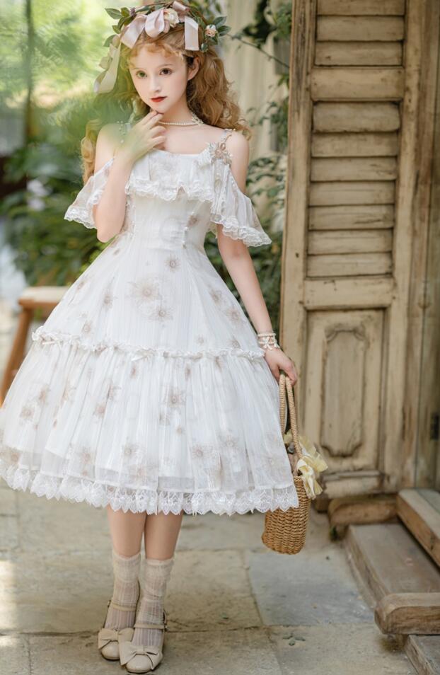 /新発/数量限定/Lolita系 ドレス ワンピース　jsk　OP　DOLLドレス日常　写真　舞台　変装/ロリータ トップス 萌え レディース ゴスロリ ロリータファッション　変装　トップス 吊りスカート ワンピース　花嫁洋服 ウエディングドレス