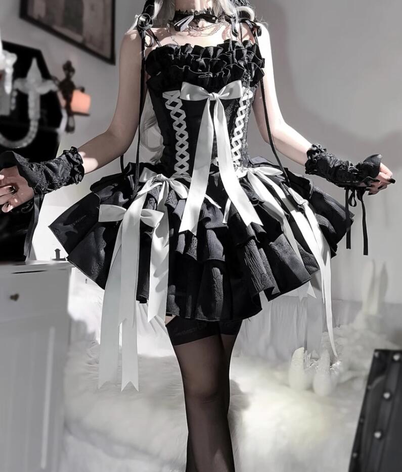 Lolita/opワンピース　jsk　日常　写真　舞台　変装/ロリータ トップス 萌え レディース ゴスロリ ロリータファッション　変装　トップス 吊りスカート花嫁洋服　ティアードスカート　ハロウィン　ハロウィーン Halloween/メイド｜Tokiwa３３