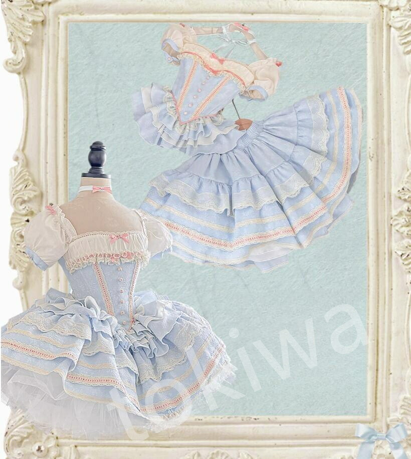 /新発/ふわふわ/Lolita系/上下セット/スカート/ハロウィン/ワンピース jsk OP 日常 写真 舞台 変装/ロリータ トップス 萌え ゴスロリ ロリータファッション 吊りスカート 花嫁洋服 ウエディングドレス 人形ドレス バレエ ティアードスカート 万聖節|Tokiwa33