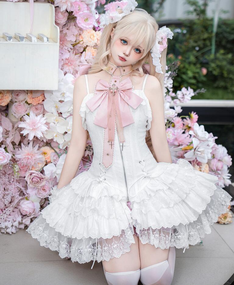 /新発/ト/Lolita系 /ドレス//ワンピース　jsk　OP　日常　写真　舞台　変装/ロリータ 萌え ゴスロリ ロリータファッション　 吊りスカート 　花嫁洋服 ウエディングドレス　人形ドレス ハロウィン 　バレエ ティアードスカート｜Tokiwa３３