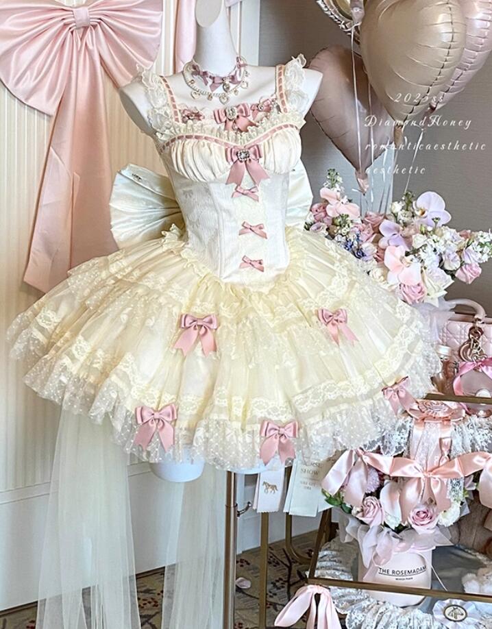 /新発/Lolita系 手ぬるい 衣装 jsk OP 日常 第八芸術 一こま 化けの皮/ロリータ  トップス  萌え レディース ゴスロリ ロリータ流行り物 化けの皮 トップス  吊りスコート 衣装 花嫁御寮御召しもの ウェディングドレス あやつり人形御召しもの