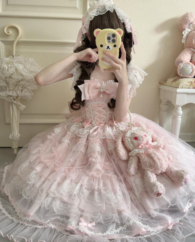 /新発/数量限定/Lolita系 /宮庭ドレス/ワンピース jsk OP 日常 写真 舞台 変装/ロリータ  トップス  萌え  ゴスロリ ロリータファッション  吊りスカート  花嫁洋服 ウエディングドレス 人形ドレス  ハロウィン  バレエ ティアードスカート ティアードスカート