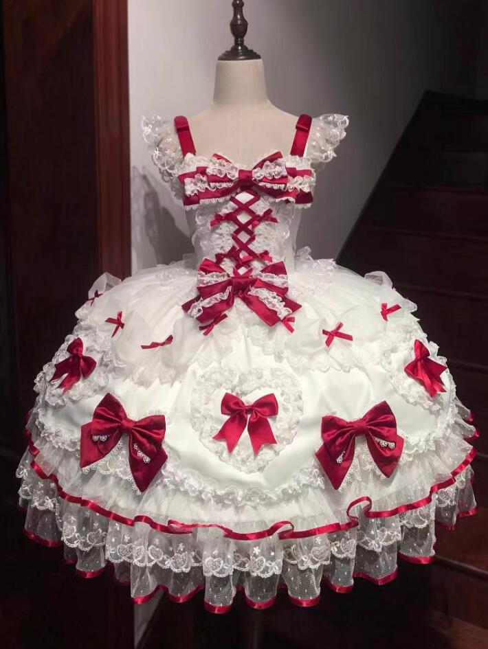 /新発/分量制限事項/Lolita系 /宮庭お召しもの/衣装 jsk OP 日常 活動写真 一こま 化けの皮/ロリータ  トップス  萌え  ゴスロリ ロリータ流行り物  吊りスコート  花嫁御寮お召しもの ウェディングドレス あやつり人形お召しもの  ハロウィン  バレー ティアードスカート ティアードスカート