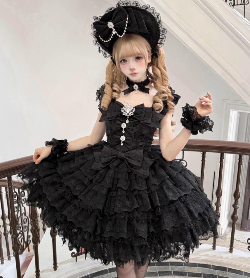 /新発/分量制限事項/Lolita系 /宮庭お召しもの/衣装 jsk OP 日常 活動写真 一こま 化けの皮/ロリータ  トップス  萌え  ゴスロリ ロリータ流行り物  吊りスコート  花嫁御寮お召しもの ウェディングドレス あやつり人形お召しもの  ハロウィン  バレー ティアードスカート ティアードスカート