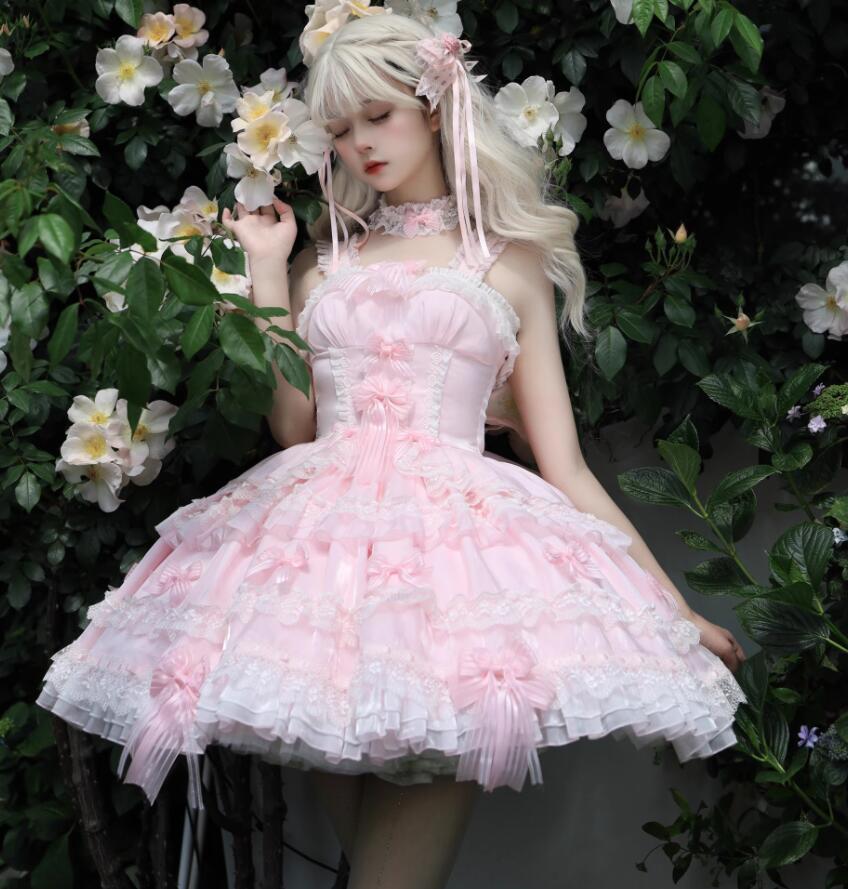 /新発/数量限定/Lolita系 /DOLLドレス//ワンピース　jsk　OP　日常　写真　舞台　変装/ロリータ トップス 萌え ゴスロリ ロリータファッション　 吊りスカート 　花嫁洋服 ウエディングドレス　人形ドレス ハロウィン 　バレエ ティアードスカート　ティアードスカート