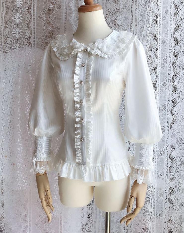 楽天市場】Lolita系 ロリータ ブラウス シャツ 長袖 トップス ホワイト