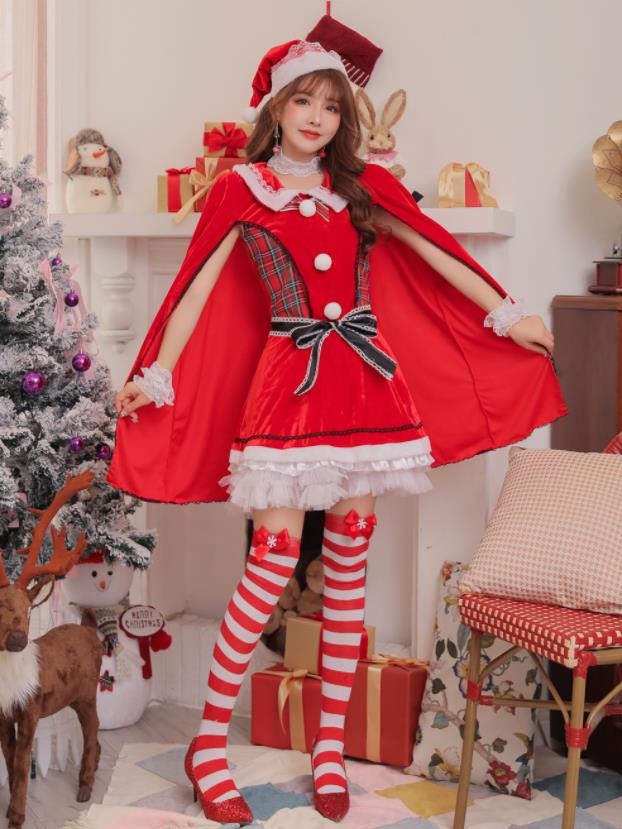 楽天市場 送料無料 5点セット 女の子用 レディース サンタワンピース クリスマス コスプレ サンタクロース 衣装 サンタ ワンピース パーティー 可愛い セクシー 人気 表演服 Tokiwa３３