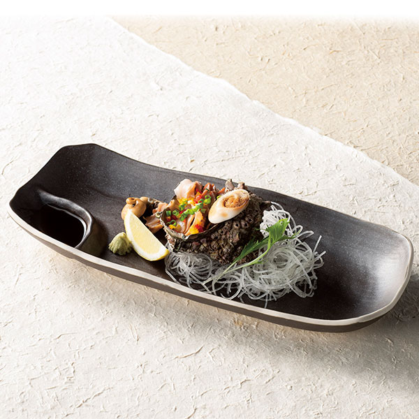 楽天市場】月あかり 仕切付長皿 仕切り 皿 角皿 大きい 刺身 醤油皿付