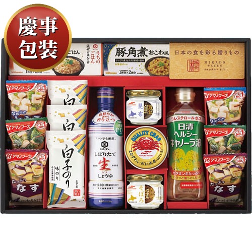 【ギフト包装済／お祝い用】味香門和膳(みかどわぜん) アマノフーズ＆キッコーマン和食詰合せ[代引不可]