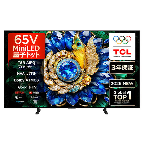 【標準設置料金込】【長期保証付】TCL(ティーシーエル) 65A400M 65V型 4K 量子ドット QD-Mini LED液晶テレビ Google TV｜特価COM