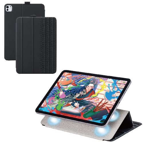 エレコム(ELECOM) TB-A25PMWVDBK ブラック iPad Pro ケース 11インチ M4 マグネット着脱フラップ 7段階角度調節 スタンド オートスリープ機能