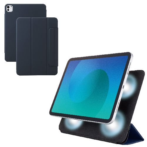 エレコム(ELECOM) TB-A25PMWVPF2NV ネイビー iPad Pro ケース 11インチ M4 マグネット着脱フラップ 2アングル スタンド オートスリープ機能 軽量