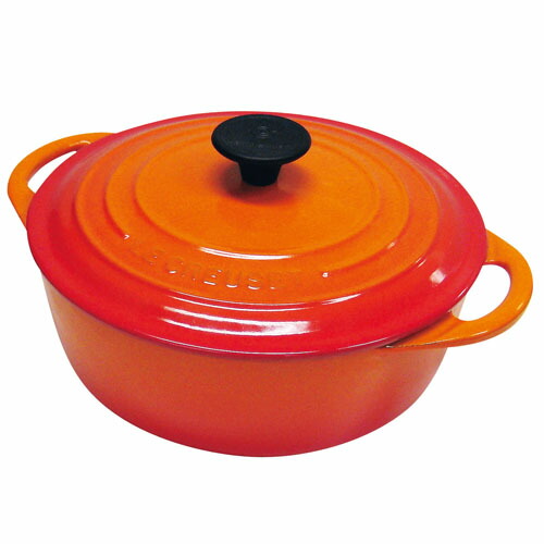 ル・クルーゼ LE CREUSET ココット 螺旋釘 ロンド IH相応う 両手なべ 20糎 オレンジ色