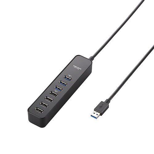 エレコム ELECOM U3H-T706SBK ブラック USB3.0ポート接続 USBハブ マグネット付 7ポート U3HT706SBK
