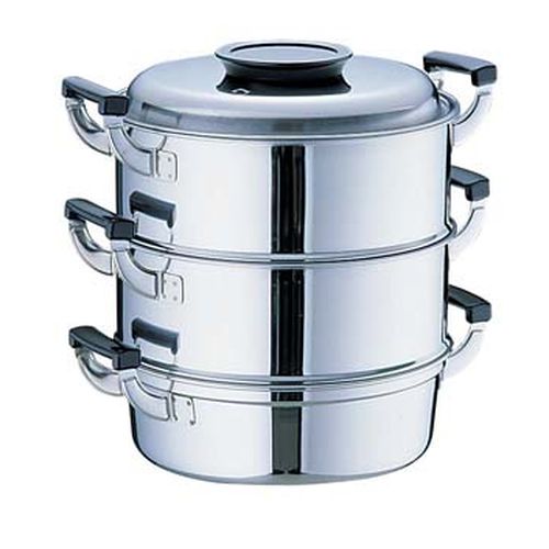 神子島製作所 桃印18-0丸型蒸器 29cm 3段 4589511091654｜特価COM