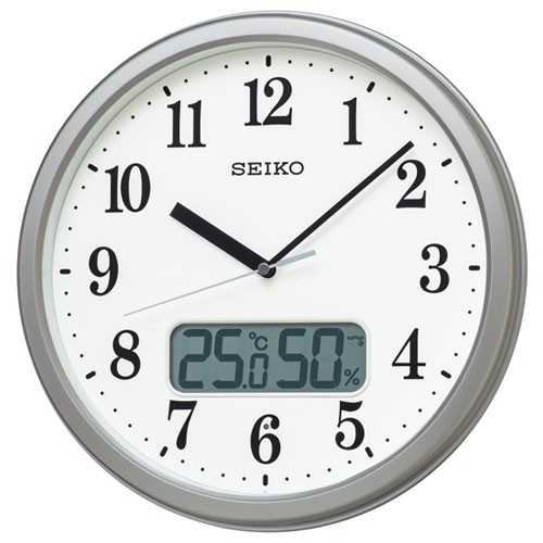 セイコー SEIKO KX244S しろがね色メタリック 判定基準掛時計 液晶書きあらわす付 KX244S 置き時計・掛け時計-掛け時計