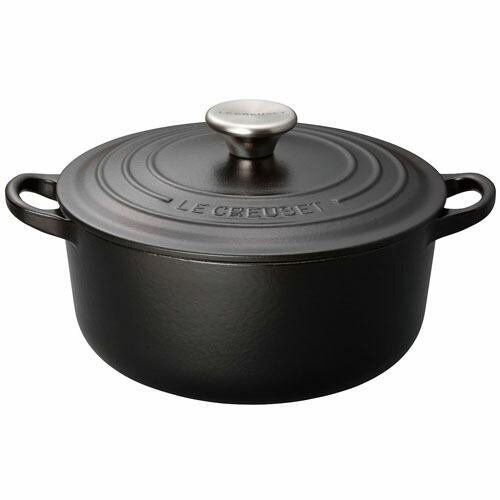 ル・クルーゼ LE CREUSET ココット ロンド IH相応う 両手なべ 18糎 2101-18 つや消し黒いこと AKK9201