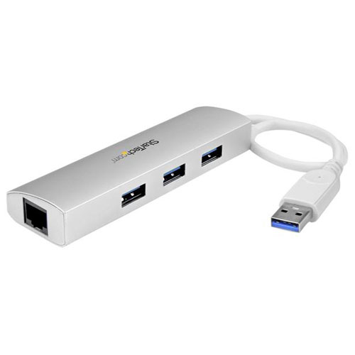 StarTech スターテック ST3300G3UA シルバー 3ポート ポータブル USB 3.0ハブ ST3300G3UA