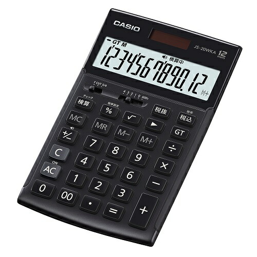 CASIO カシオ JS-20WKA-BK-N ブラック ジャストタイプ 実務電卓 12桁 JS20WKABKN